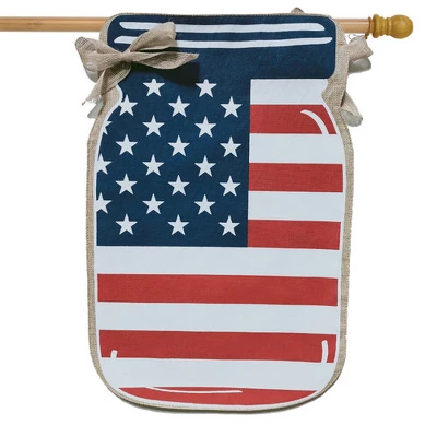 Patriotic Mason Jar Burlap House Flag USA 28" X 40" Briarwood Lane 1 Patriotic Mason Jar Burlap House Flag USA 28" X 40" Briarwood Lane