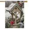 Briarwood Lane Winter Wishes Well House Flag Cardinal Snowy Scene