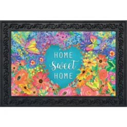 Floral Home Sweet Home Spring Doormat Indoor Outdoor 30" X 18" Briarwood Lane