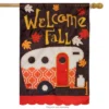 Fall Camper Applique House Flag Autumn Camping RV 28" X 40" Briarwood Lane