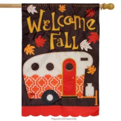 Fall Camper Applique House Flag Autumn Camping RV 28" X 40" Briarwood Lane