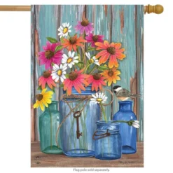 Farm Fresh Flowers Spring House Flag Mason Jars 28" X 40" Briarwood Lane