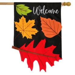 Falling Leaves Burlap House Flag 40" X 28" Briarwood Lane