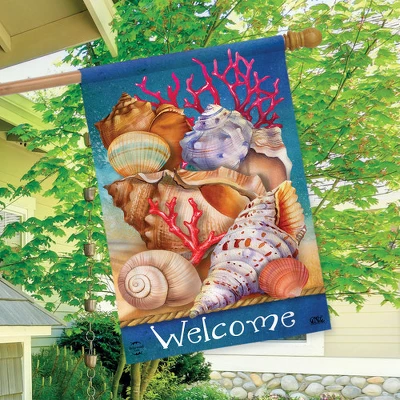 Seashell Welcome Summer House Flag Beach Nautical 28" X 40" Briarwood Lane 2 Seashell Welcome Summer House Flag Beach Nautical 28" X 40" Briarwood Lane - Image 2