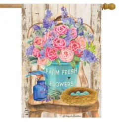 Farm Fresh Peonies Spring House Flag Floral 28" X 40" Briarwood Lane