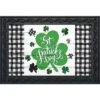 Checkered St. Pat's Shamrocks Doormat Indoor Outdoor 30" X 18" Briarwood Lane