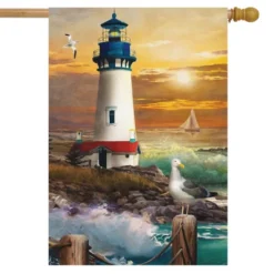 Sunset Lighthouse Summer House Flag Nautical 28" X 40" Briarwood Lane