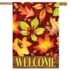 Colorful Fall Foliage House Flag Welcome Autumn Leaves 28" X 40" Briarwood Lane