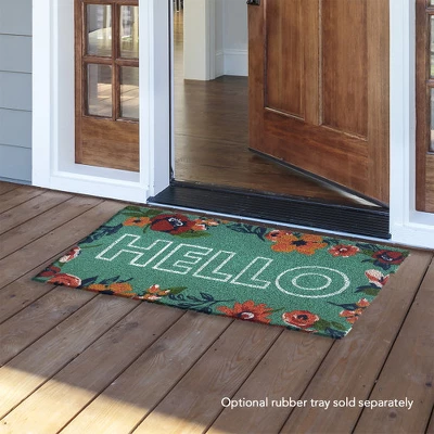 Hello Floral Coir Doormat Spring Natural Fiber Outdoor 30" X 18" Briarwood Lane 1 Hello Floral Coir Doormat Spring Natural Fiber Outdoor 30" X 18" Briarwood Lane