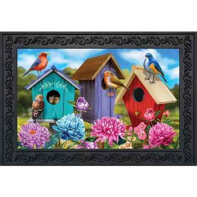Colorful Birdhouses Spring Doormat Indoor Outdoor 30" X 18" Briarwood Lane 1 Colorful Birdhouses Spring Doormat Indoor Outdoor 30" X 18" Briarwood Lane
