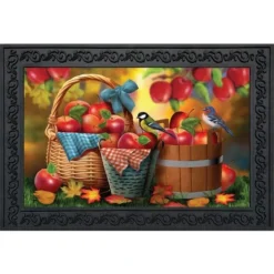 Briarwood Lane Harvest Apple Basket Fall Doormat Bluebirds Picnic Indoor Outdoor 30" X 18"
