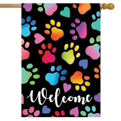 Rainbow Pawprints Welcome House Flag Dogs Cats Pet 28" X 40" Briarwood Lane 1 Rainbow Pawprints Welcome House Flag Dogs Cats Pet 28" X 40" Briarwood Lane