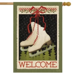 Briarwood Lane Winter Ice Skates House Flag Primitive Welcome 28"