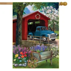 Briarwood Lane Bridge In Blooms Spring House Flag Floral Pickup T