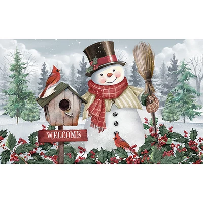 Jolly Snowman Welcome Winter Doormat 30" X 18" Indoor Outdoor Briarwood Lane 2 Jolly Snowman Welcome Winter Doormat 30" X 18" Indoor Outdoor Briarwood Lane - Image 2