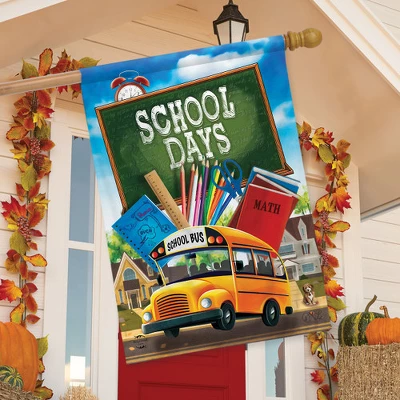 School Days Autumn House Flag Bus Books Fall Chalkboard 28" X 40" Briarwood Lane 2 School Days Autumn House Flag Bus Books Fall Chalkboard 28" X 40" Briarwood Lane - Image 2