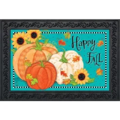 Briarwood Lane Whimsical Fall Primitive Doormat Autumn Sunflowers Indoor Outdoor 30" X 18"